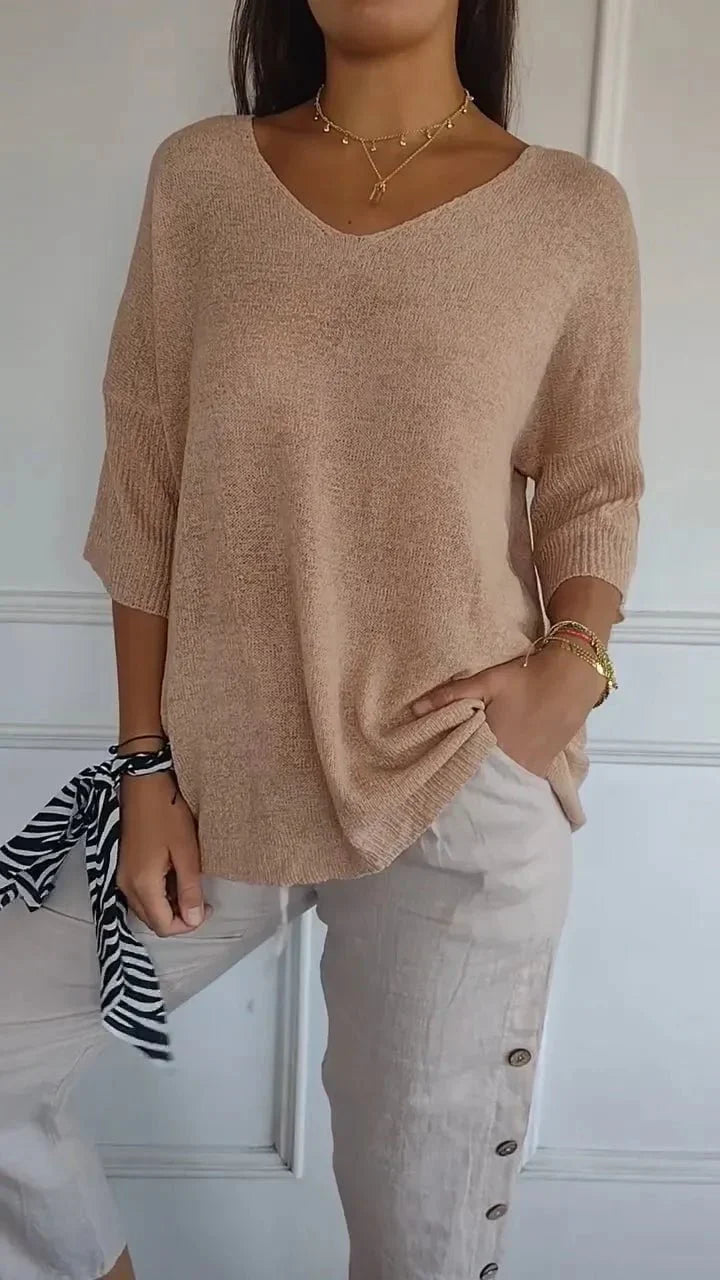 Kit 3 Blusas Femininas Luna em Malha Leve Decote V
